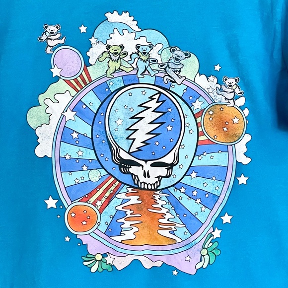 Grateful Dead Skull In Clouds Graphic Blue T Shirt Adult size Medium - Picture 3 of 8